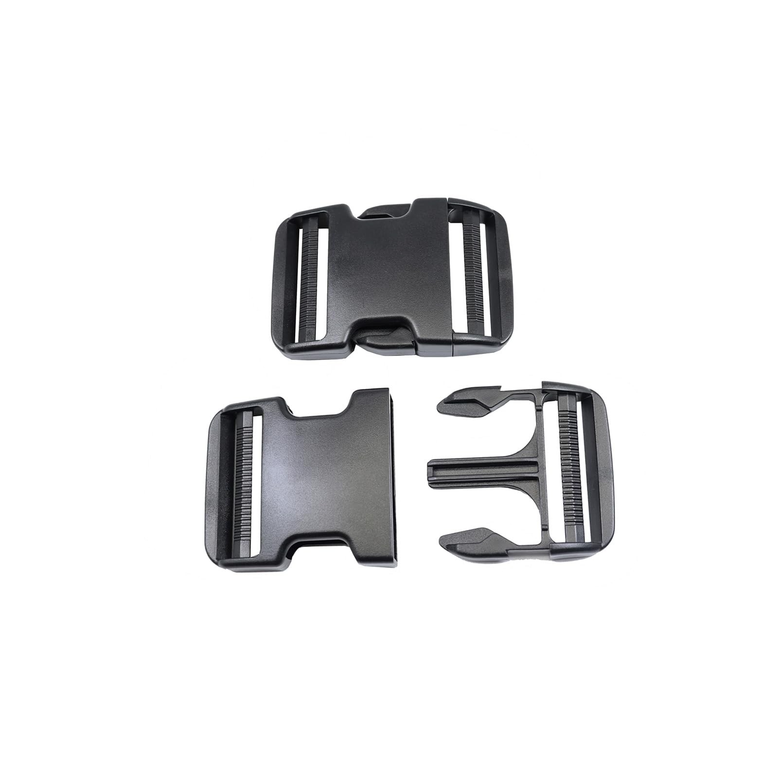 2 Inch Adjustable Plastic Side Release Buckles Heavy Duty 2 Sets Black