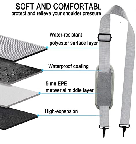 Shoulder Strap, Durable 55" Universal Replacement Laptop Shoulder Strap, Grey