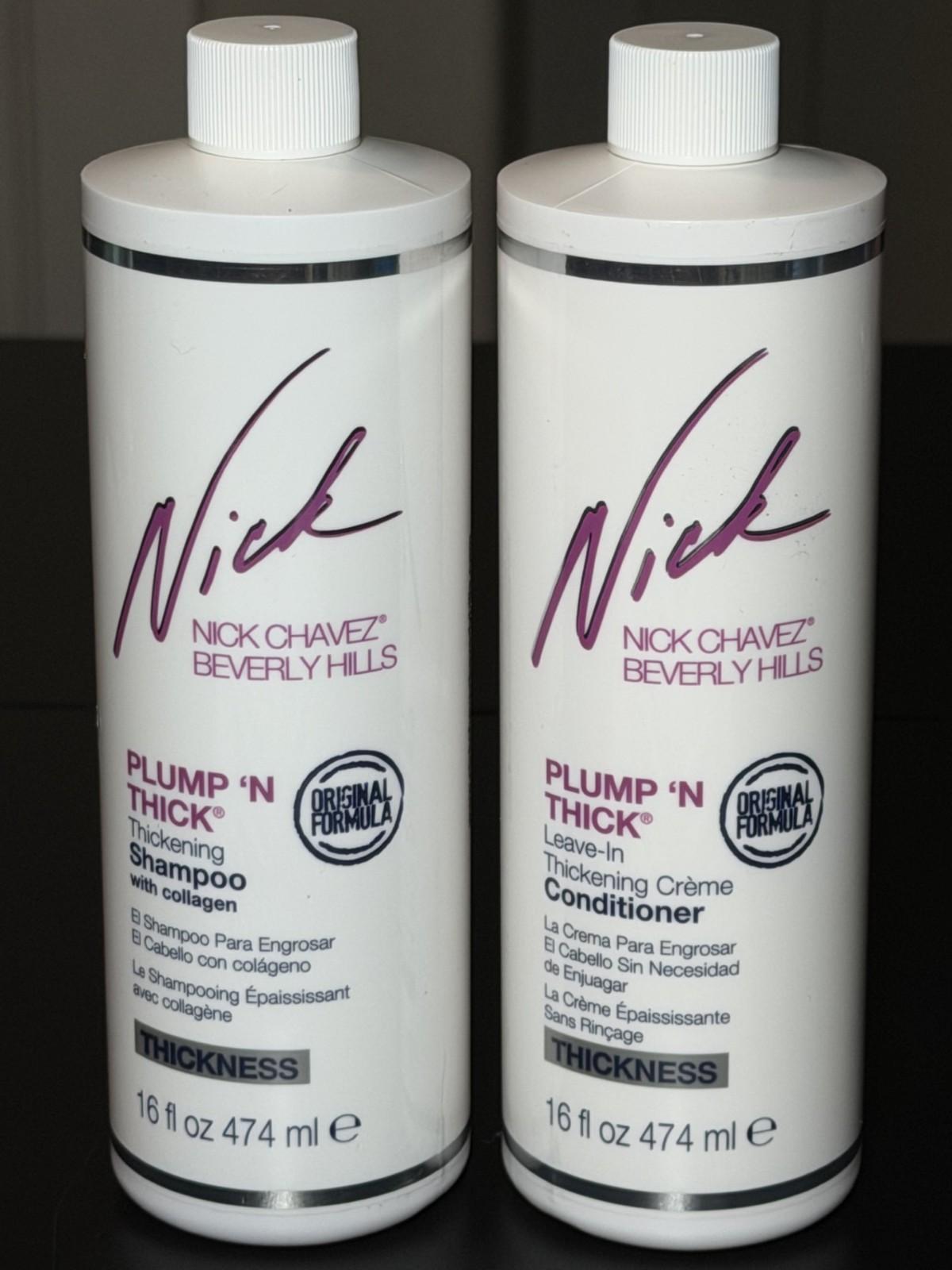 Nick Chavez Plump N Thick Thickening Shampoo & Leave In Conditioner ~ 16 fl oz