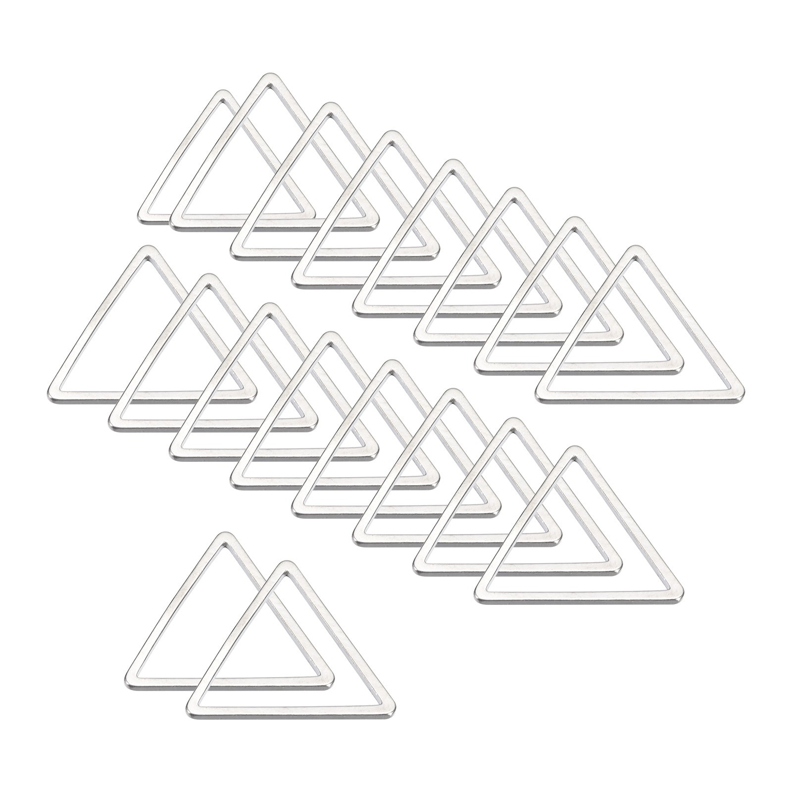 30pcs Earrings Beading Hoop 0.6X0.6" Triangle Finding Ring Silver Tone