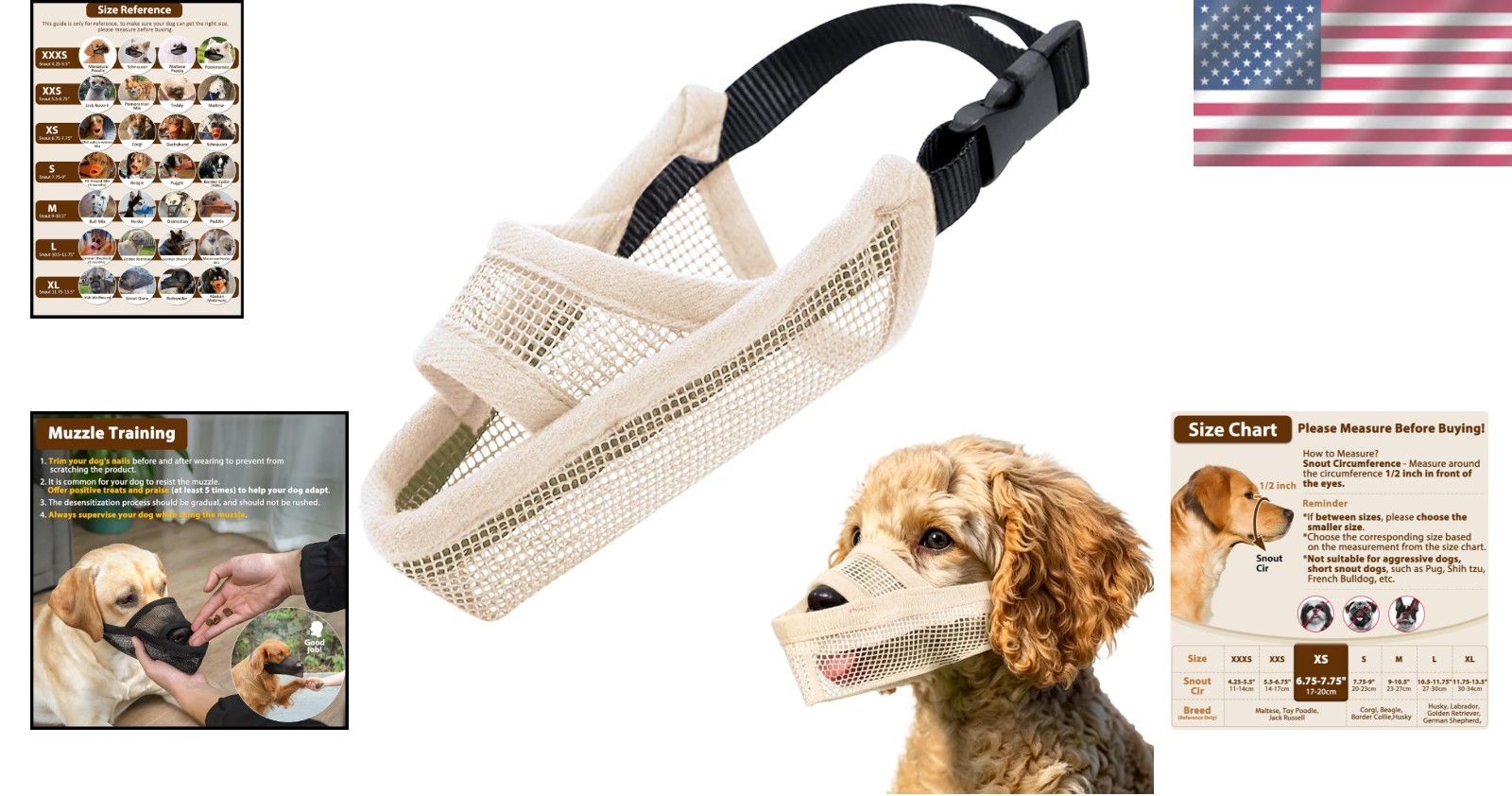 Adjustable Dog Muzzle for Small Dogs, Breathable