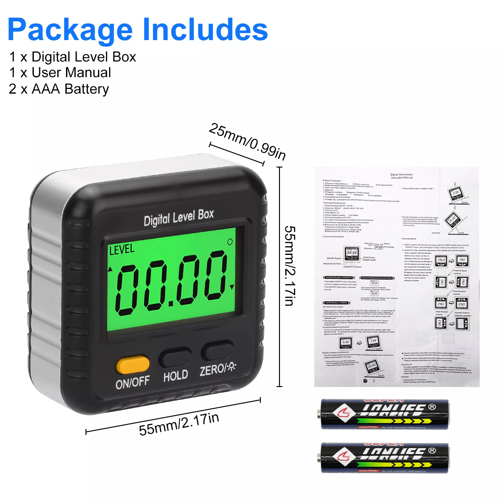 Magnetic Digital Level Box LCD Angle Finder Protractor Inclinometer Bevel Gauge