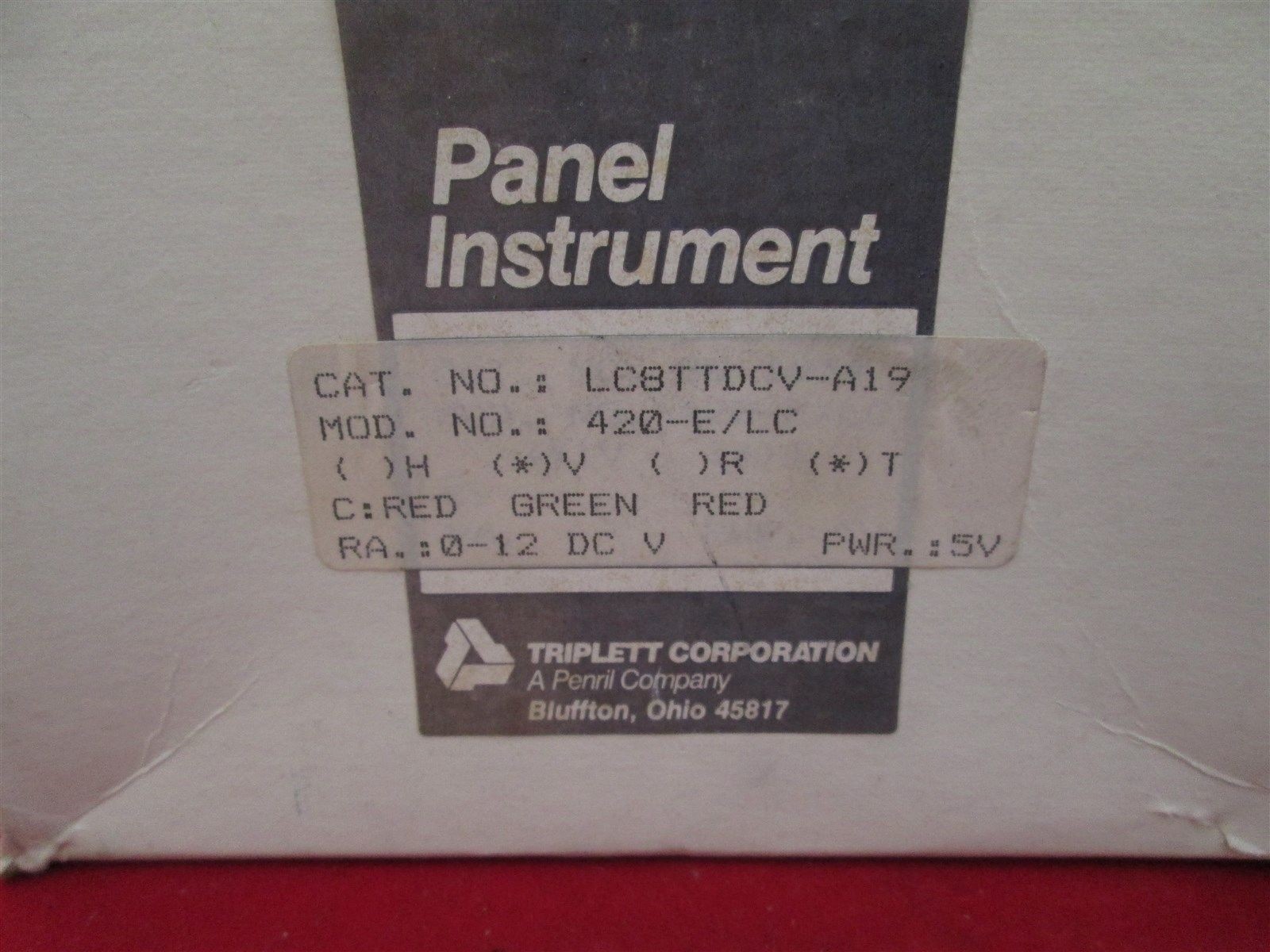 Triplett 420-E/LC LC8TTDCV-A19 Panel Meter new
