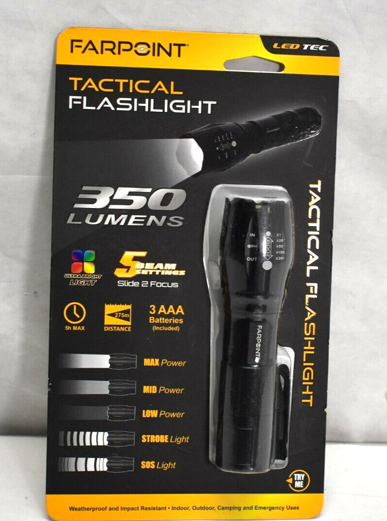 Farpoint Tactical Flashlight 350 Lumens LED Tec Long Distance Bright Flashlight