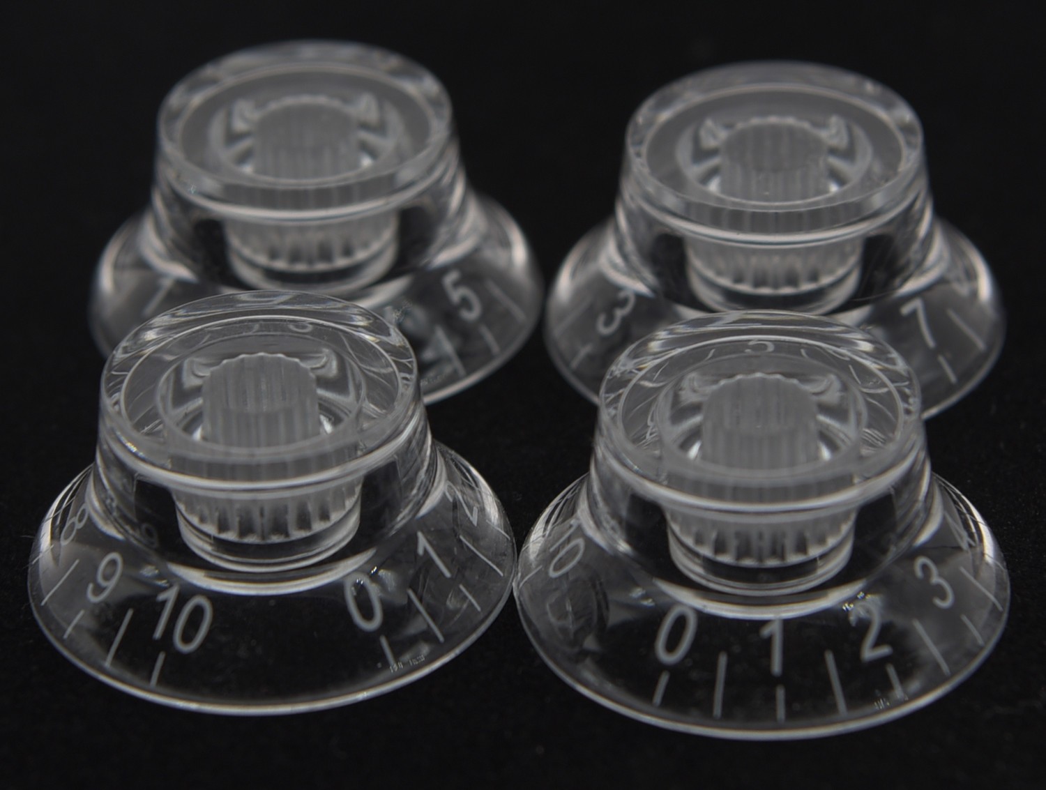 Clear/Transparent LP Bell Knobs Top Hat Knob White Number fits Epiphone Les Paul