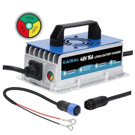 Lithium Battery Charger 48 Volt/58.4V 15A for 48V (51.2V) LiFePO4 Battery 0V