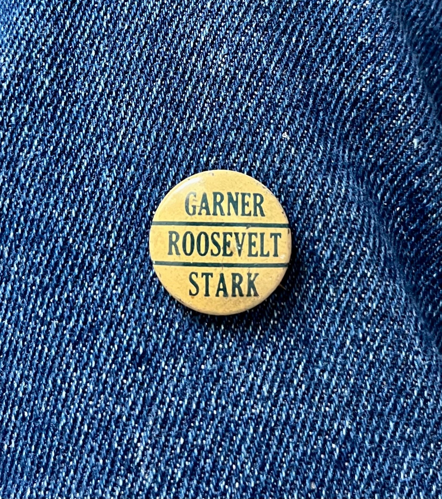 1930's Franklin Roosevelt Garner Stark 7/8" Litho Version