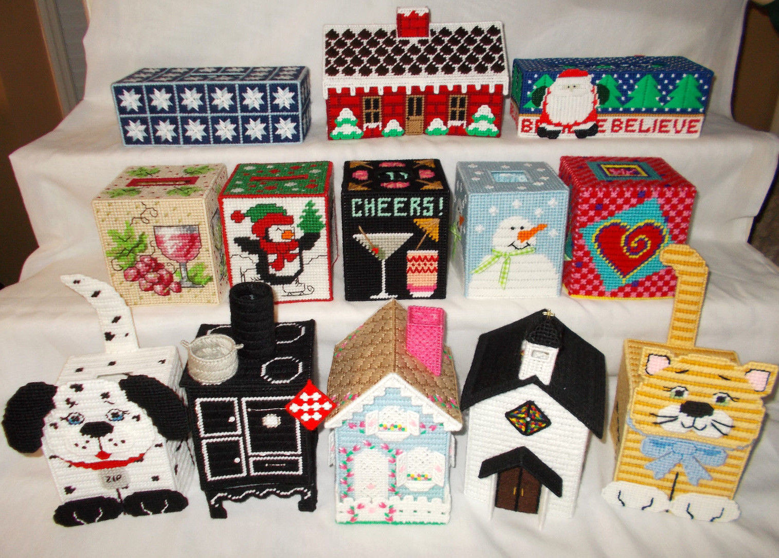 Handmade Plastic Canvas Tissue Boxes, Group 2 (Toppers / Covers)