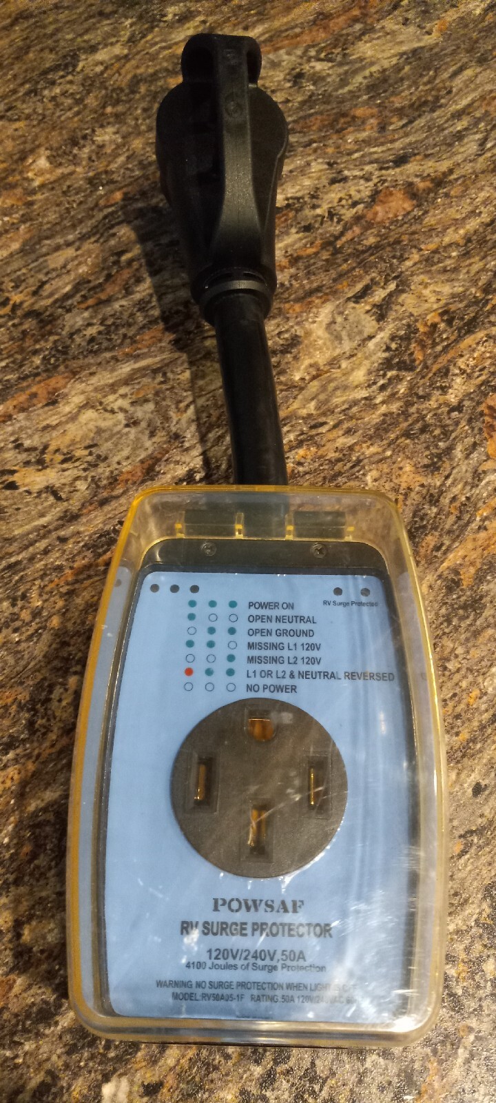 Powsaf RV Surge Protector 50 Amp Circuit Analyzer 120-240V Model: RV50A05-1f FS