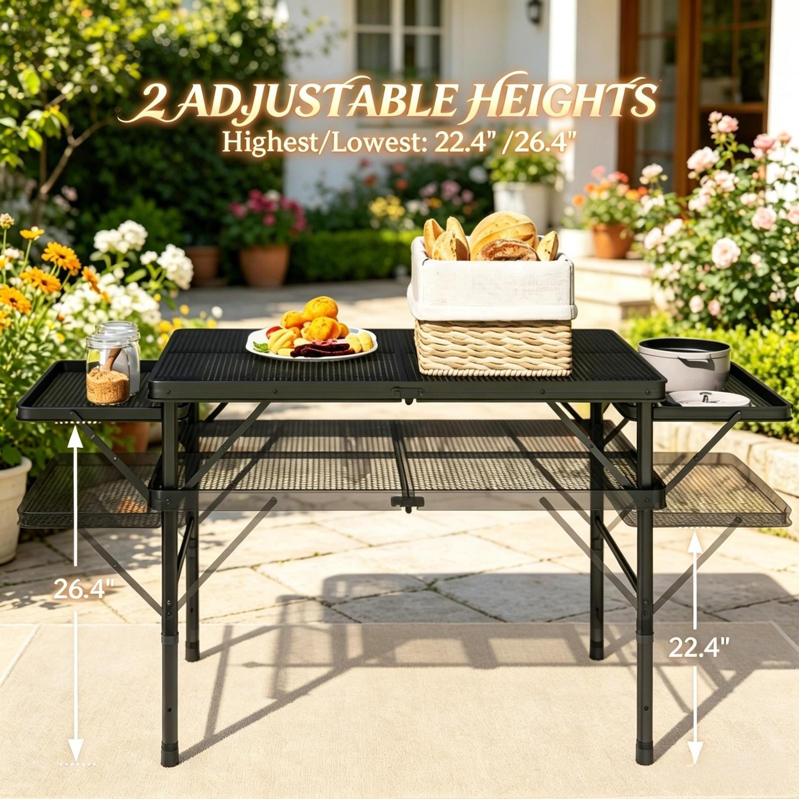 Portable Foldable Outdoor Camping Table Expandable Adjustable Height