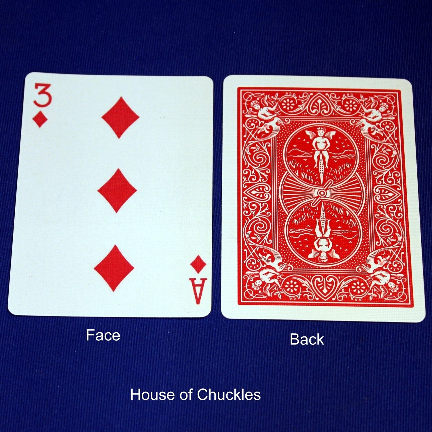 3 of Diamonds / Ace of Diamonds - Mis-Indexed, Bicycle Printed Gaff Card, Red