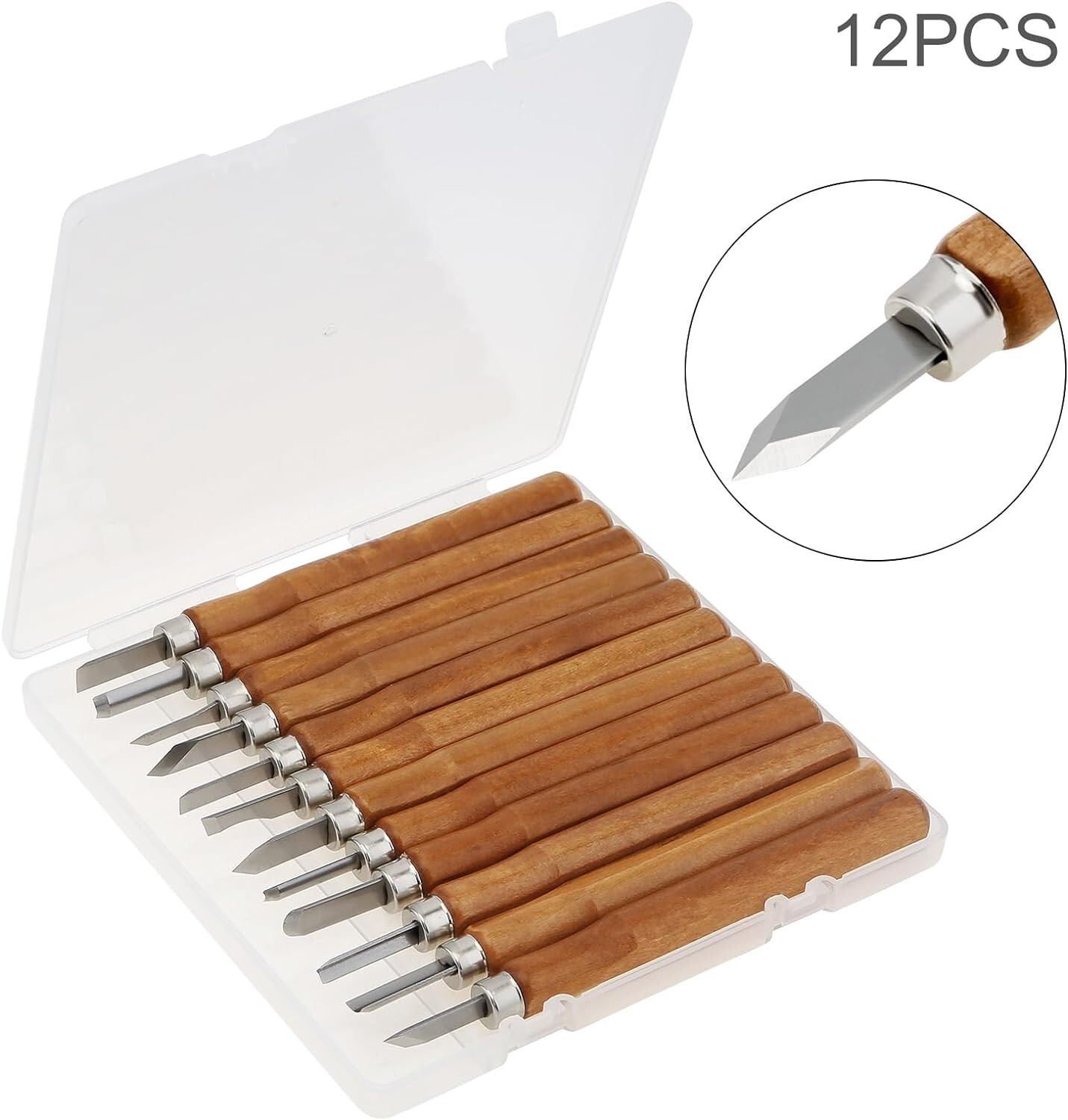 Premium Wood Carving Tools Kit - Durable High Carbon Stainless Steel - 12 Pieces
