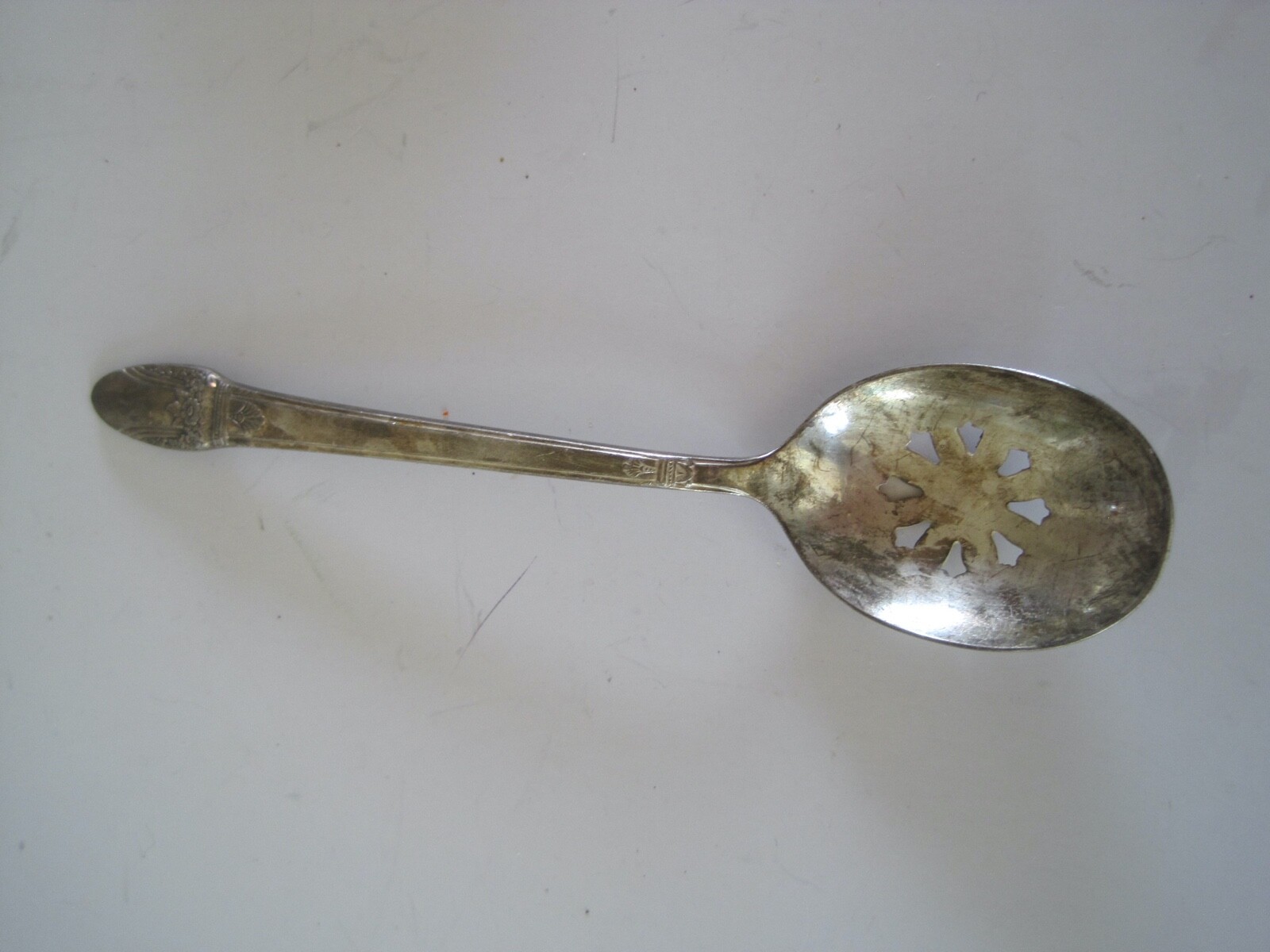 Slotted Teaspoon First Love Monogramed Rogers 1847