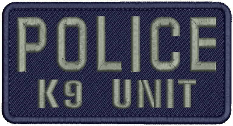 Police k9 Unit embroidery patches 3x6 hook on back navy/grey