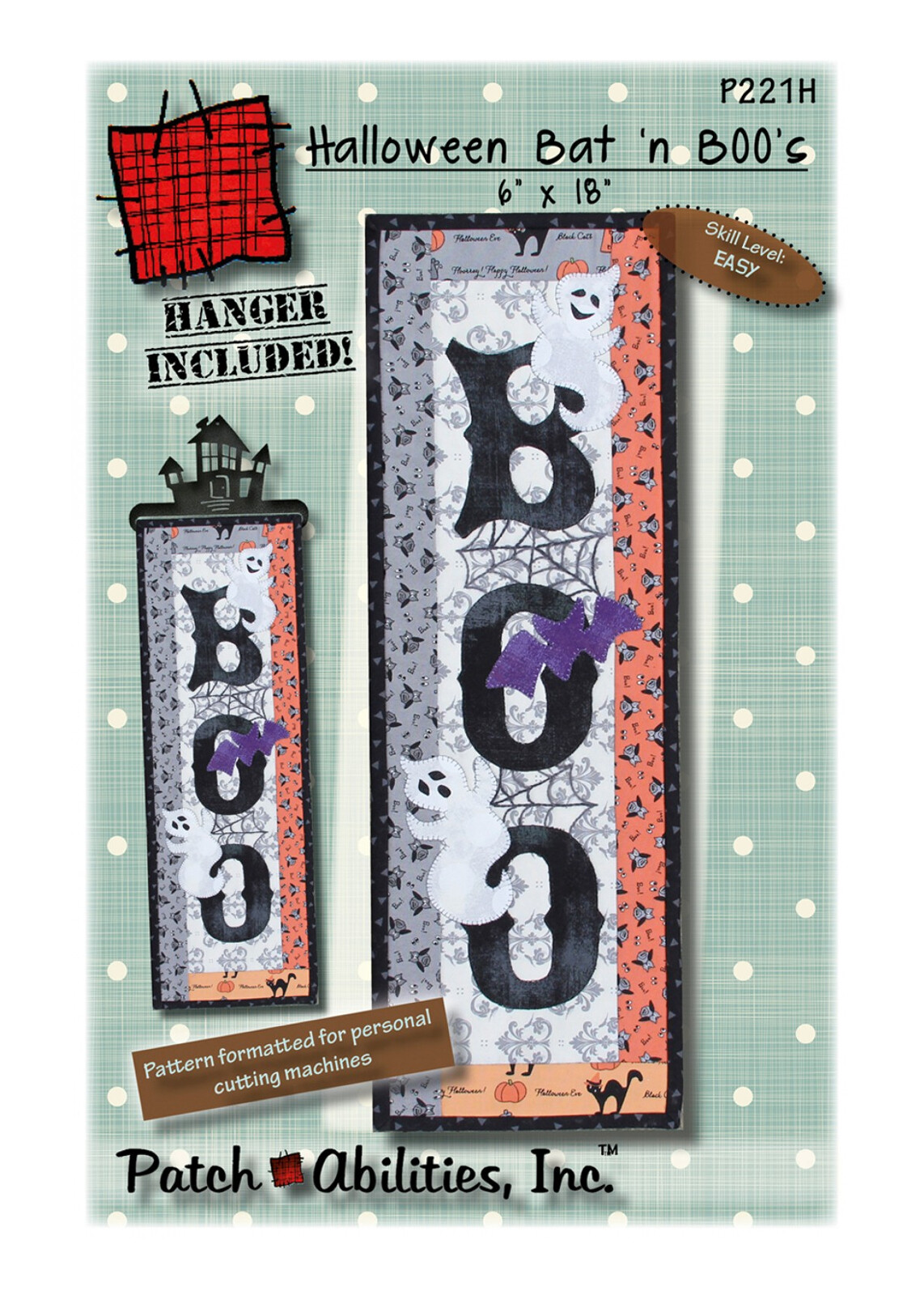 Patch Abilities Halloween Bat 'N Books Pattern with Hanger P221H