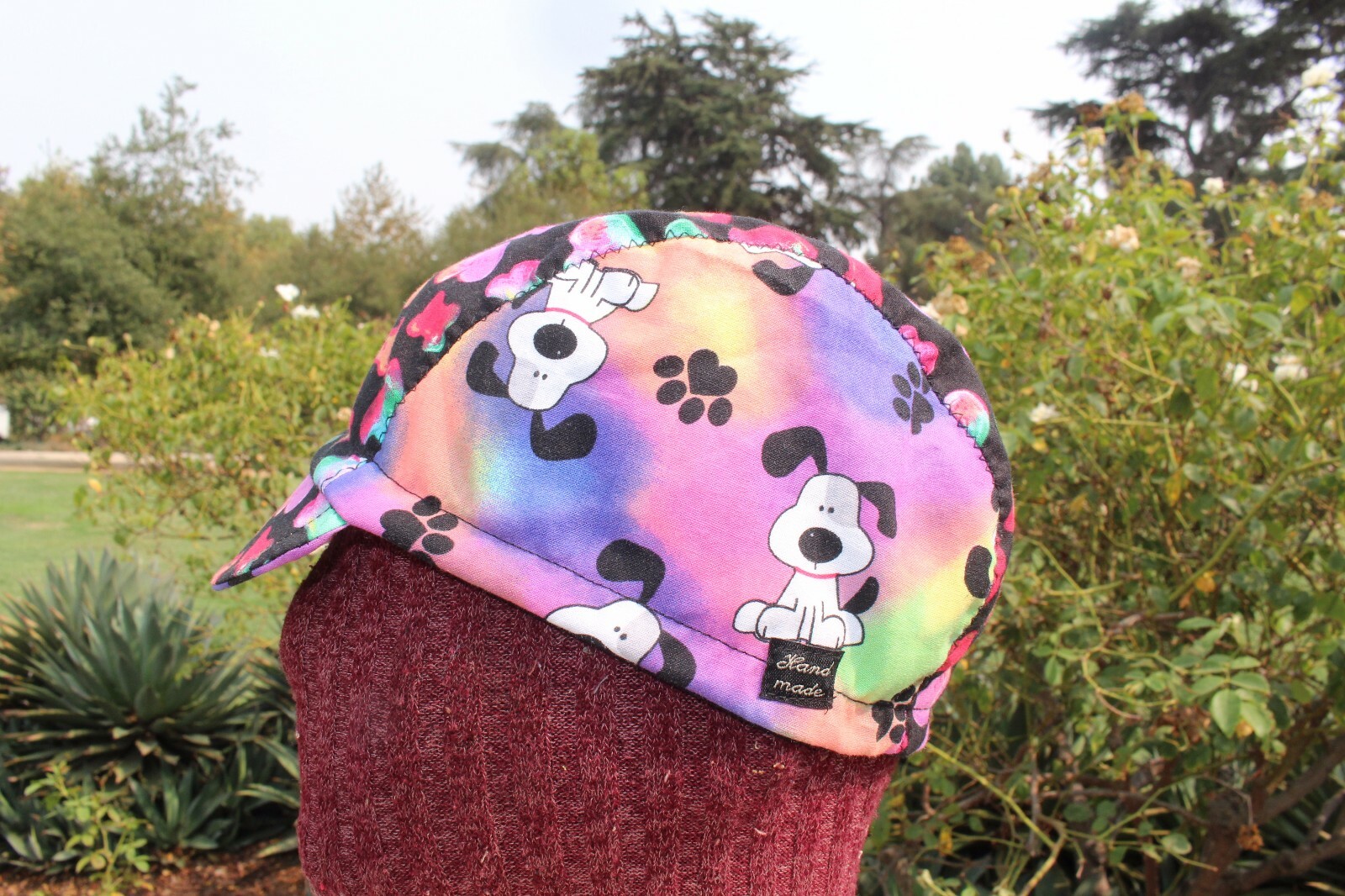 CYCLING CAP PUPPY LOVE    HANDMADE IN USA  100% COTTON   S M L