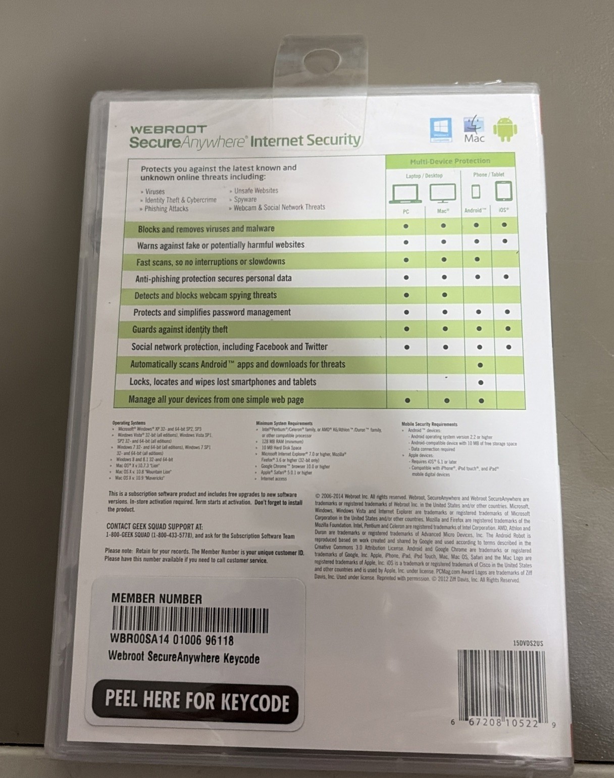 Webroot SecureAnywhere Advanced Security for PC, Mac & Mobile Devices New Sealed