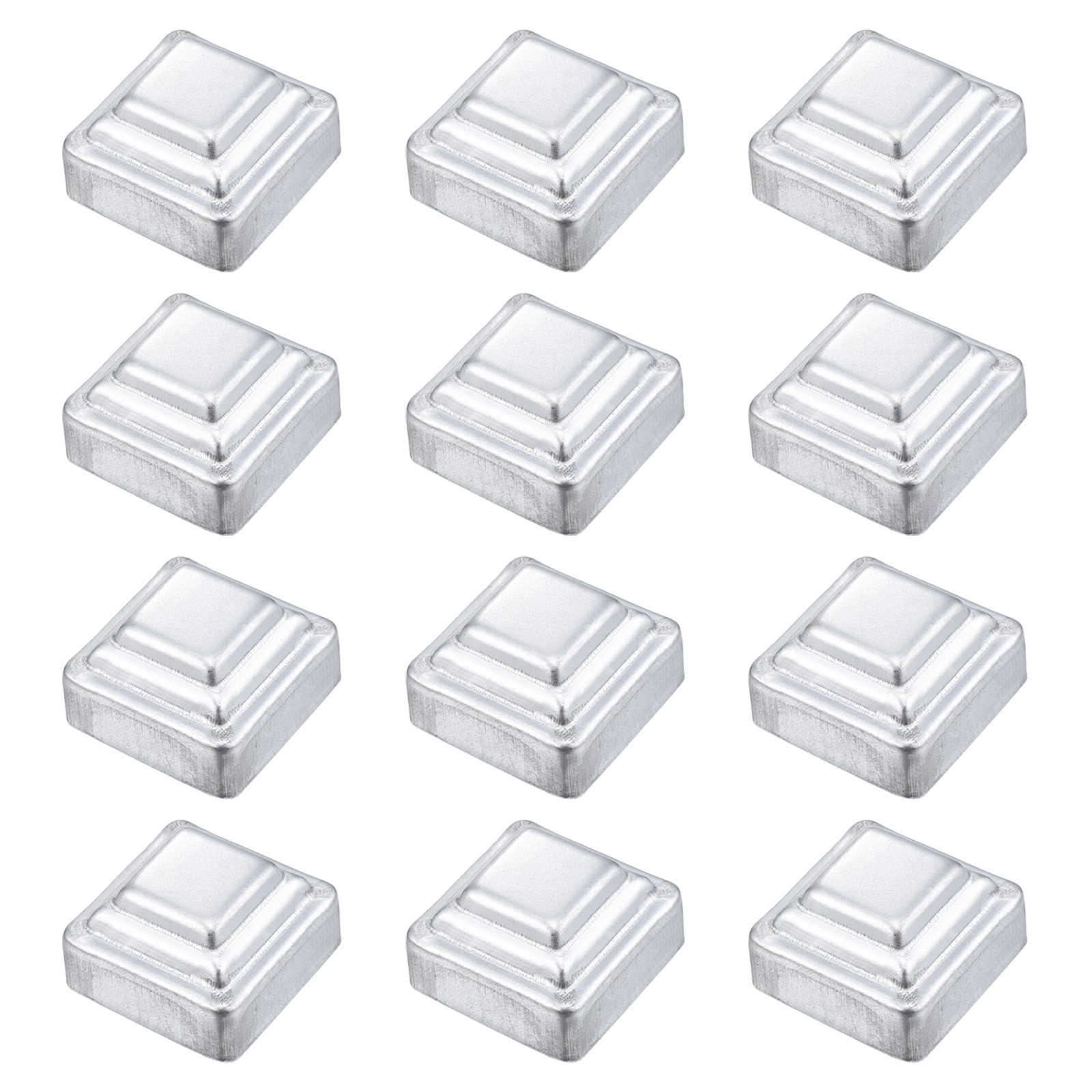 12Pcs Fence Post Cap, Galvanized Deck Post Caps Fit 1.6" x 1.6" Pipe, Silver