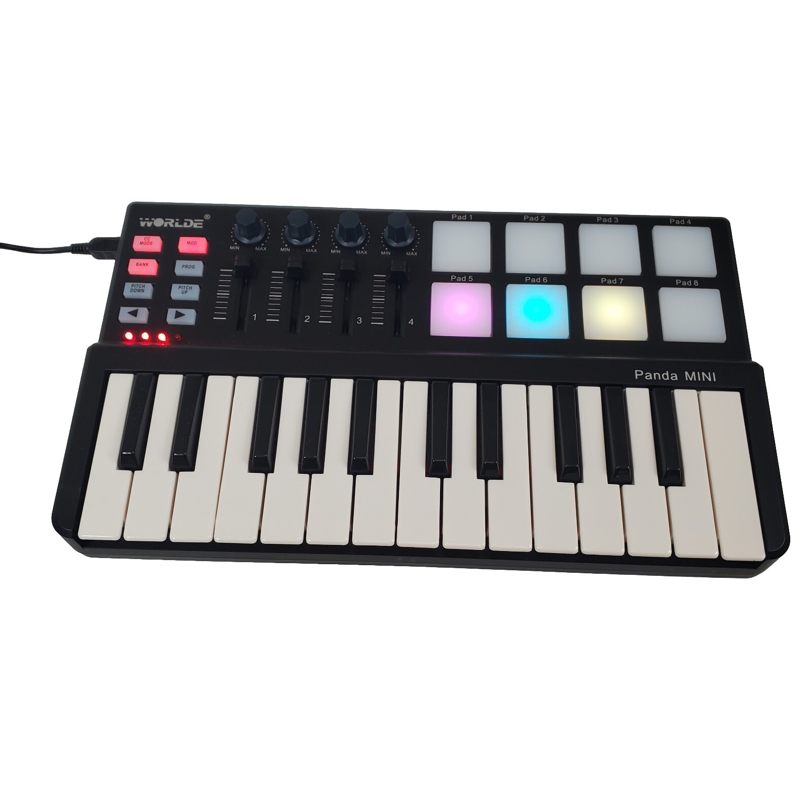 Worlde Panda Mini 25-Key USB Keyboard and Drum Pad MIDI Controller