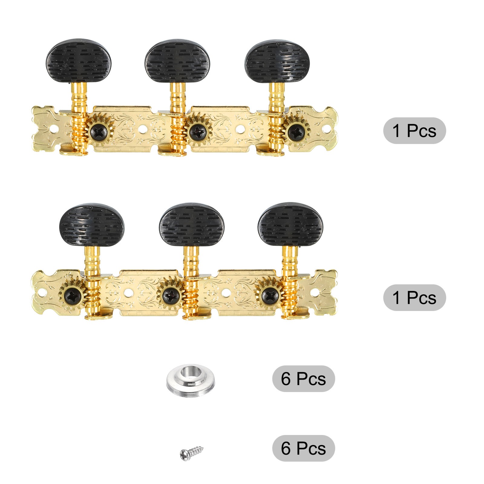 Classical Guitar String Tuning Pegs Machine Head Single Hole 3L 3R Black