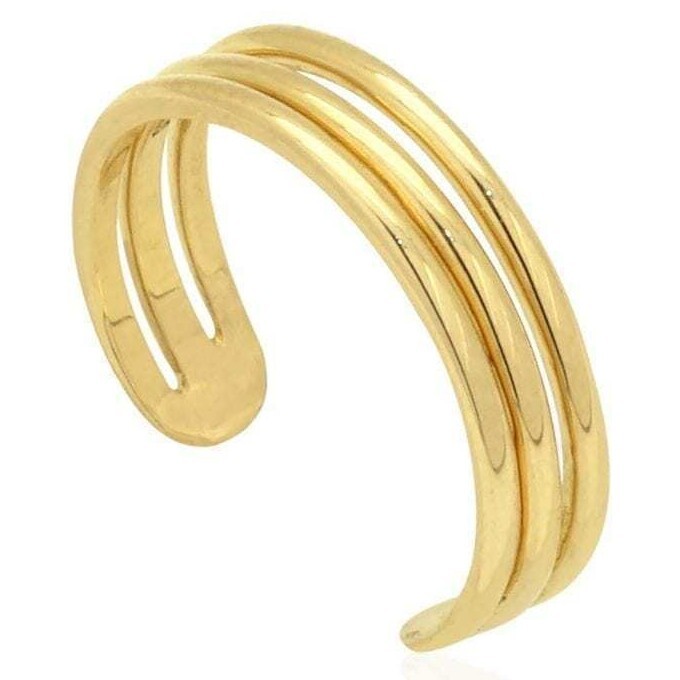 14k Real Gold Yellow White Three Wire Fancy Toe Ring