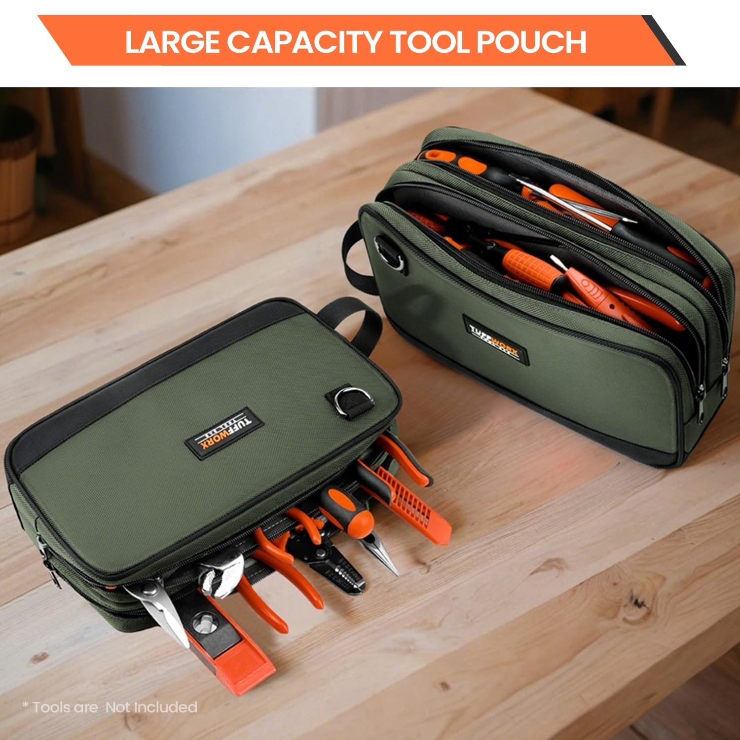Tool Bag, Dual Compartment Storage Pouch (Gray) Gray