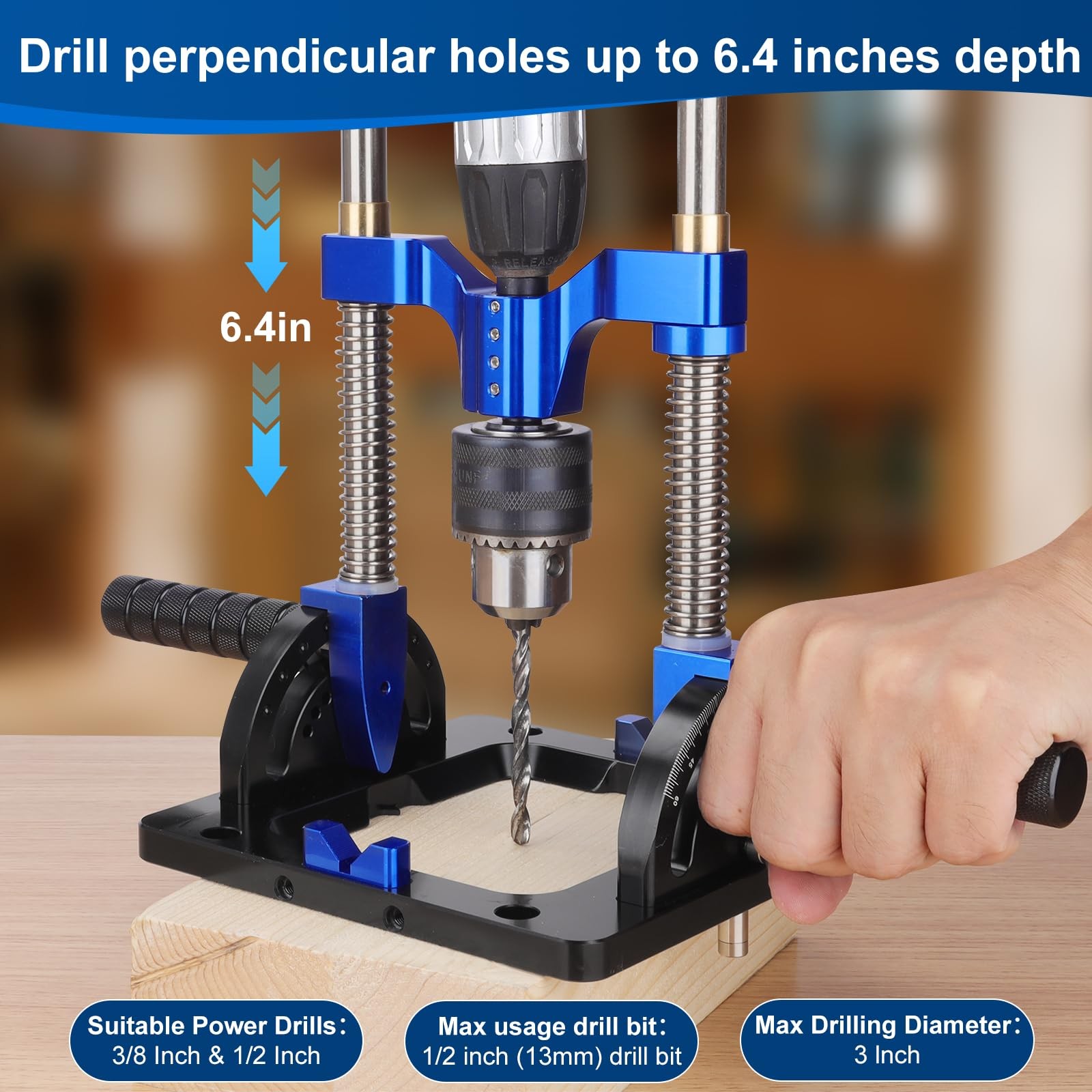 Upgraded Portable Drill Guide, Adjustable 0Â°to 60Â°Multi Angle Drill Guide for