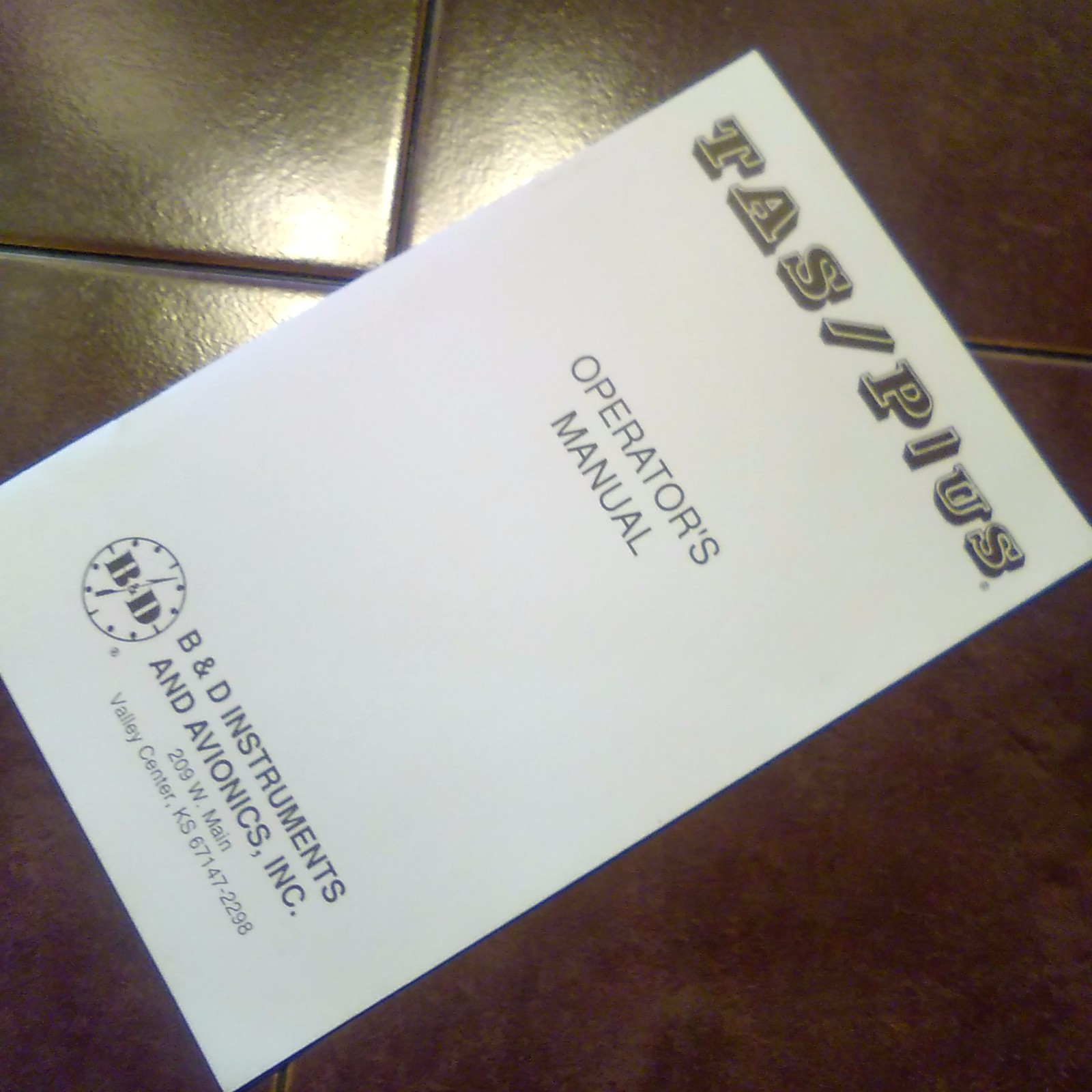 B & D TAS/Plus Model 2504 Operator's Manual
