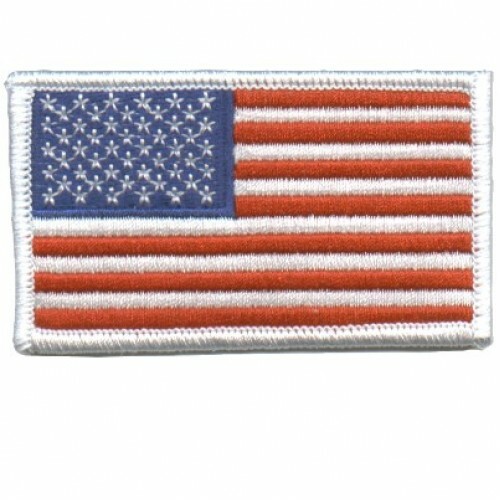 US FLAG WHITE BORDER EMBROIDERED IRON ON PATCH  **FREE SHIPPING**