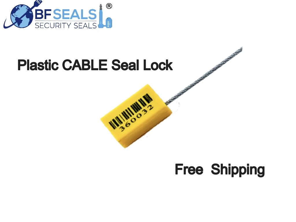 Cable Steel Lock Security Seal 200 pcs. YE, 12" 1.8 mm Numbered & Barcode