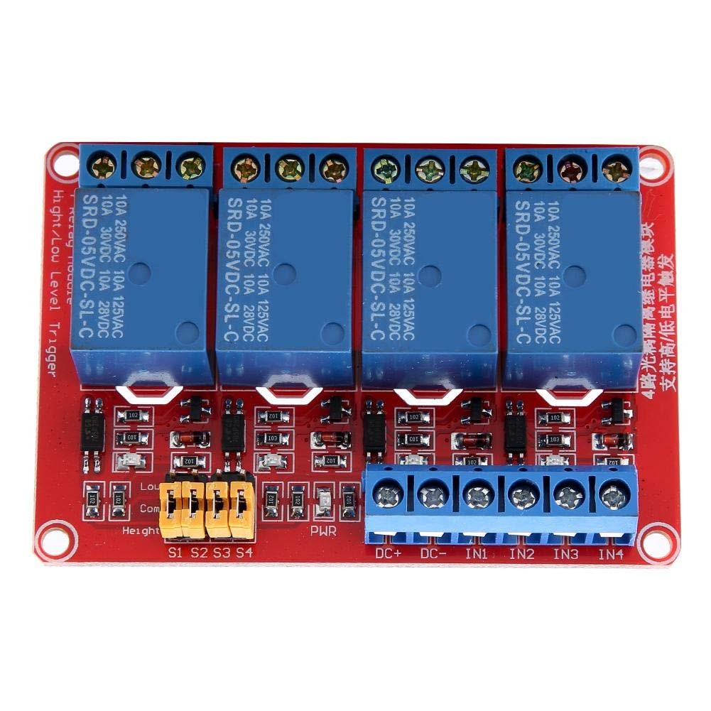 Relay Board, Relay Module 4 Channel with Optocoupler Low Level Expansion Boar...