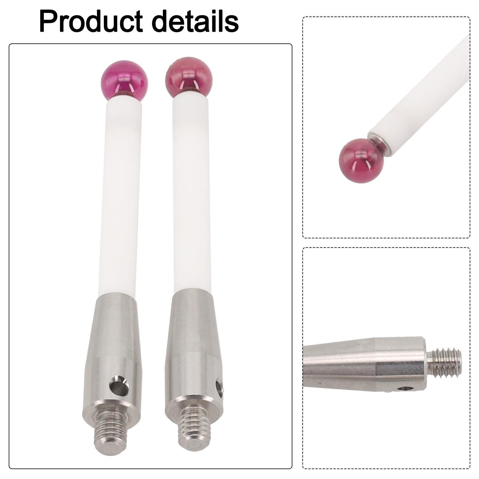 2pcs Stainless Steel CMM Probe Stylus A50003709 50mm Length 6mm Ball Tips