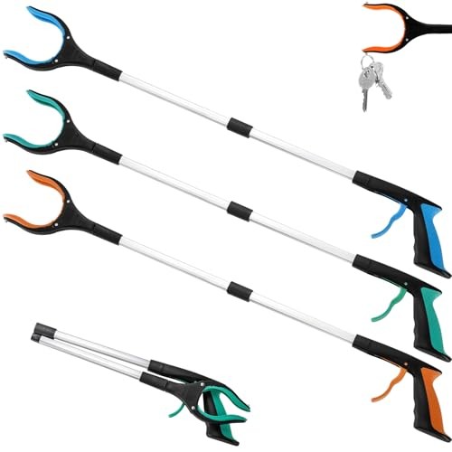 3 Pack 32" Foldable Grabber Reacher Tool for Elderly - 3 Colors