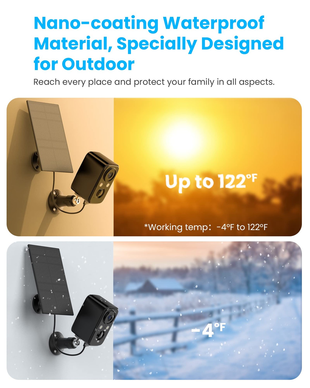 Wireless Security Camera For Home Outdoor Security, Solar/Battery Powered 2K HD