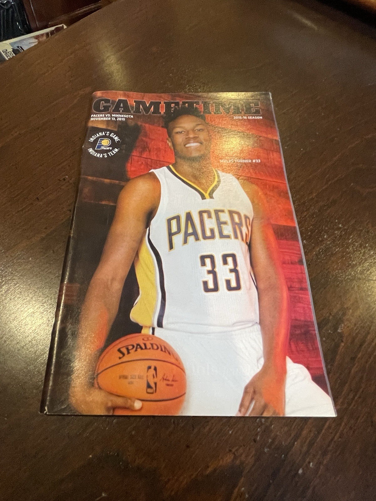 November 13, 2015 Timberwolves At Pacers Game Program — Myles Turner
