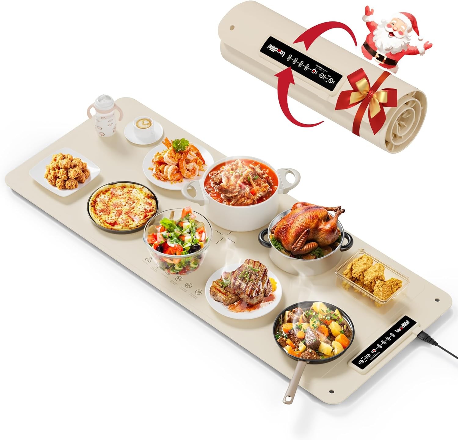 Extra Large Countertop Food Warming Mat (XXL 36 inches x 16 inches) Beige