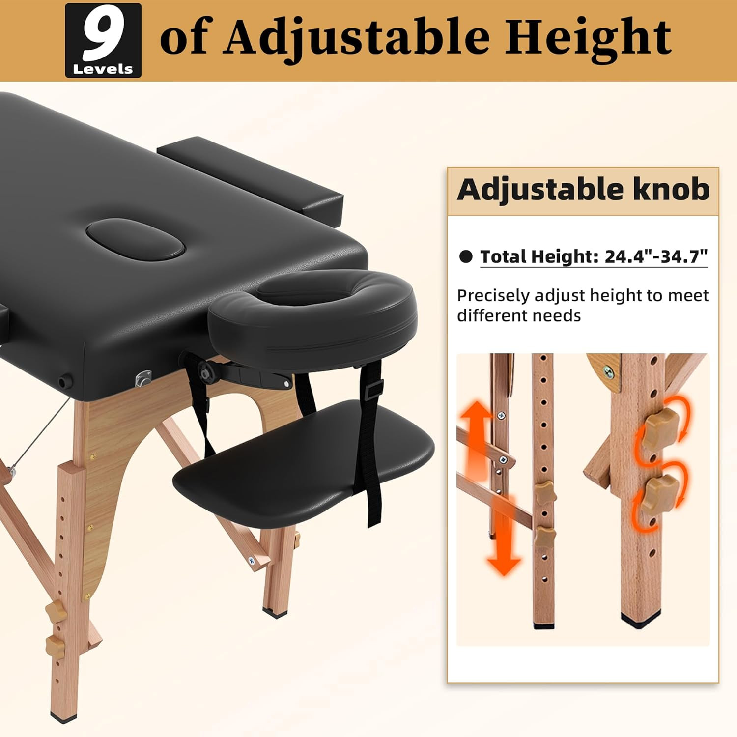 Massage Table Massage Bed Portable, 29 Lbs Light Weight 2 Section Foldable Tatto