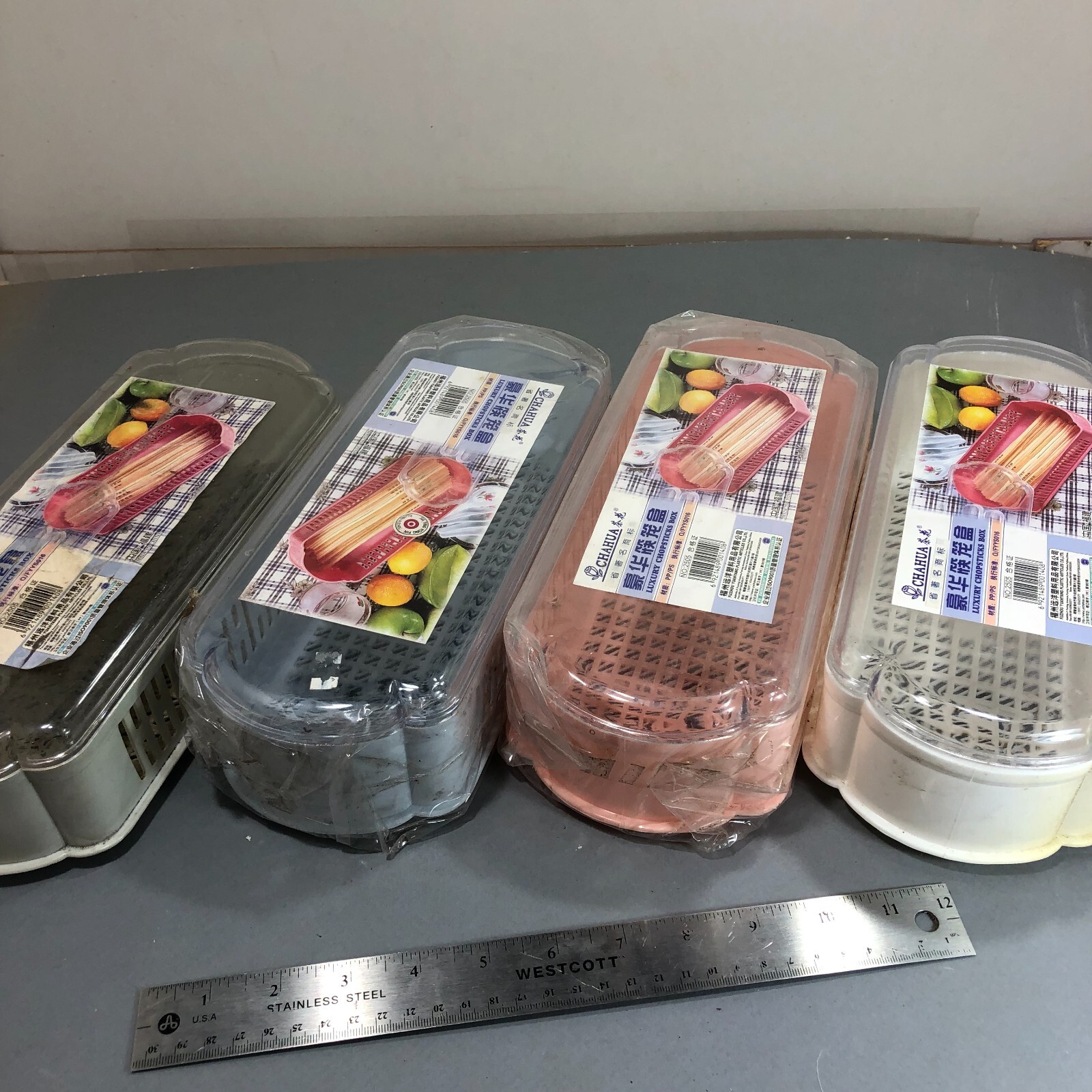 Chopsticks holder Basket / box  with open drain bottom and clear cover