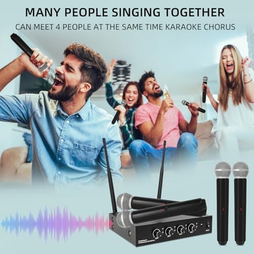 UHF 4-Channel Wireless Microphone System - 4 Handheld Dynamic G02-4*Microphones