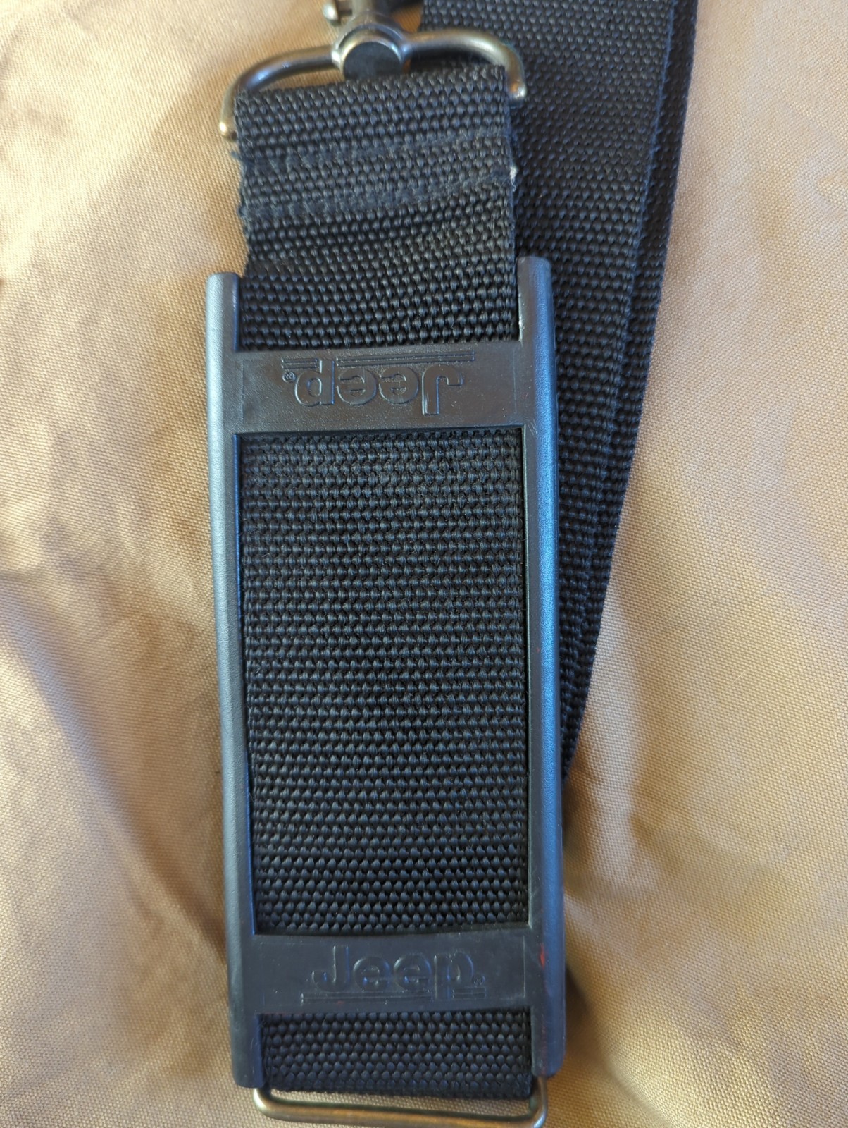 Jeep Logo Adjustable Shoulder Strap w/Metal Swivel Clips Woven Nylon Bag Black