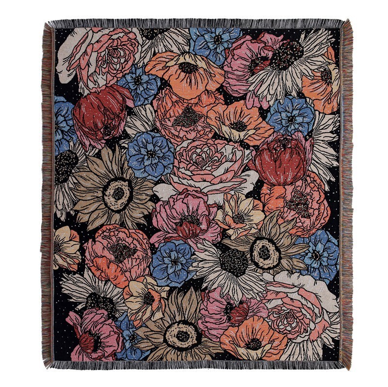 Winter Floral Bohemian Warmer Blanket Dinning  130cmx160cm