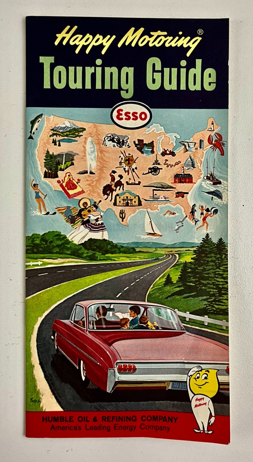 1962 Happy Motoring USA Touring Guide Esso Gas Vintage Travel Motorist Booklet