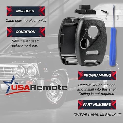 USA Remote CUTTING NOT REQUIRED - Key Fob Keyless Entry Remote Shell 1-Pack