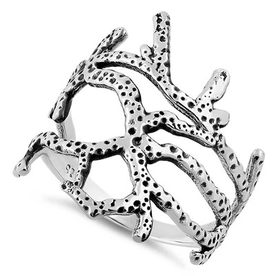 925 Sterling Silver Coral Reef Ring