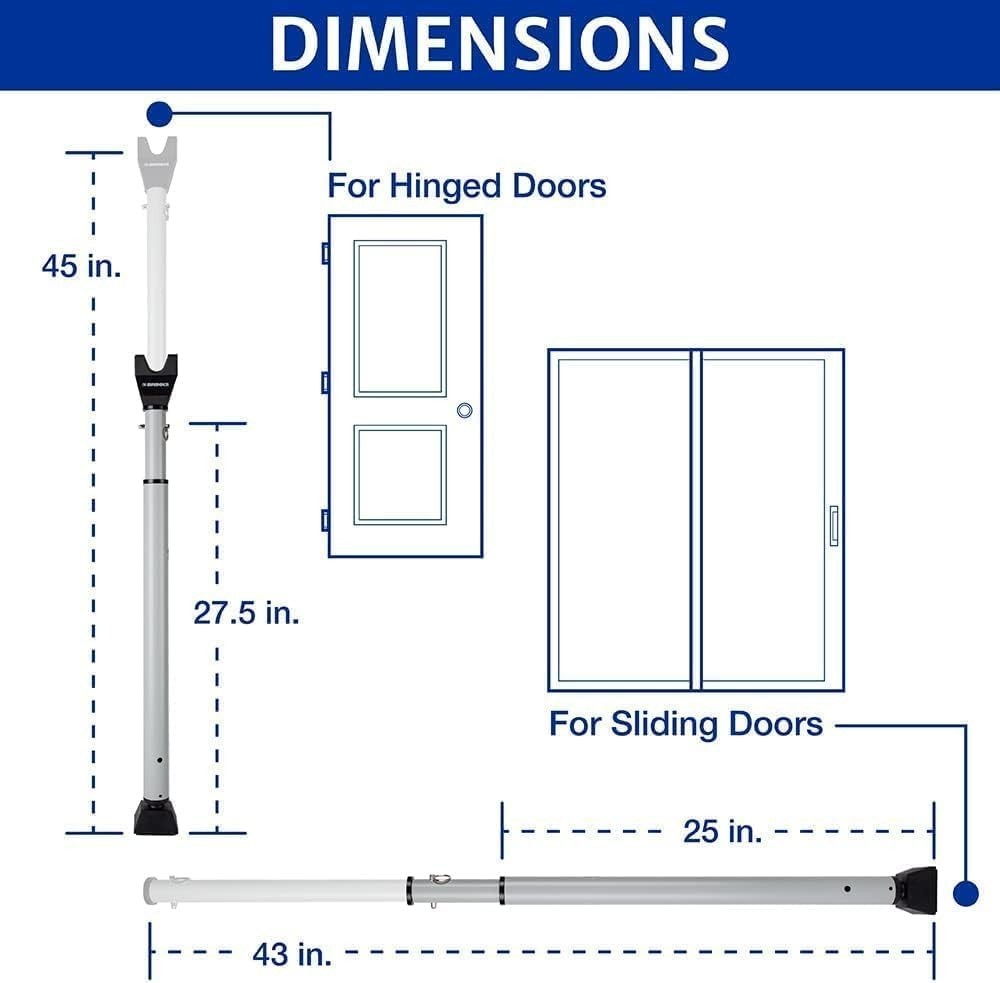 Dorm Room Door Jammer - Easy Installation - Silver - 2 Pack