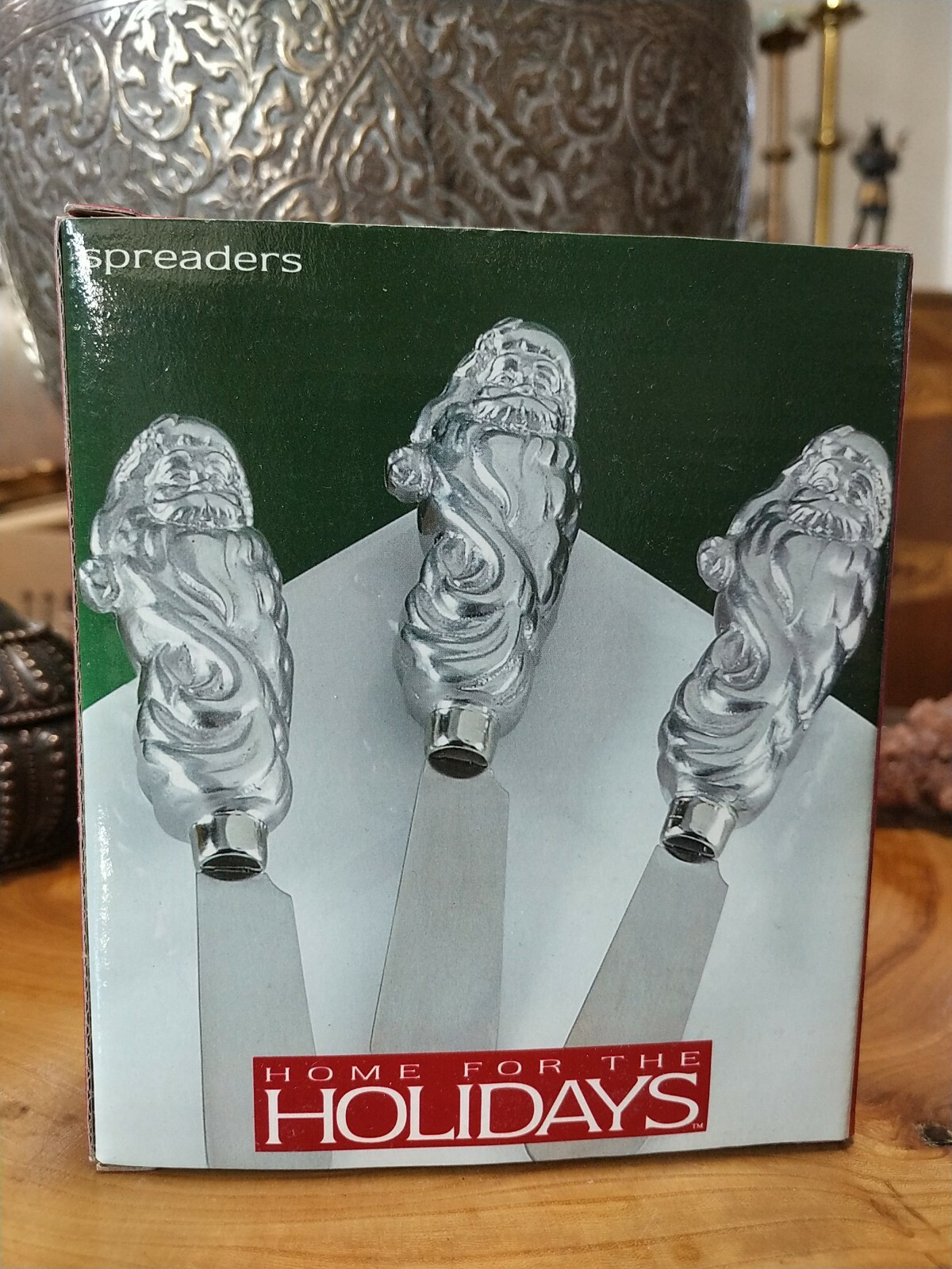 New "Home for the holidays" Santa Christmas cheese spreader knives