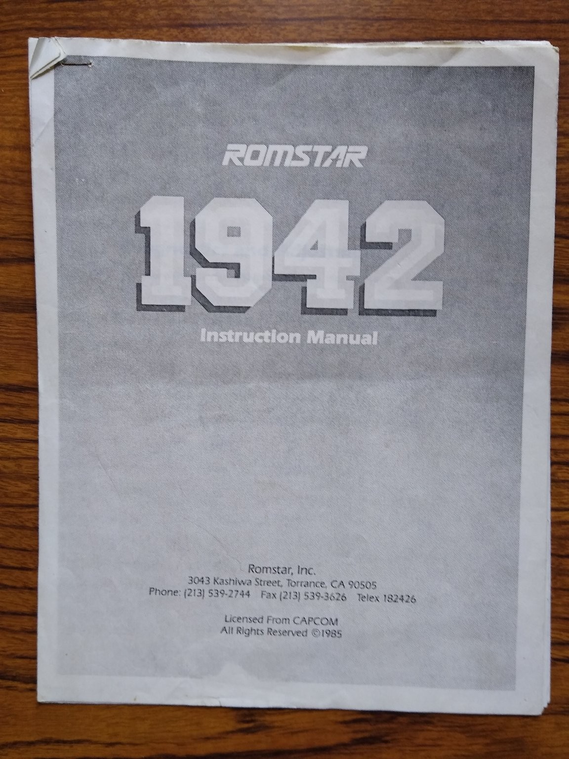 Vintage Romstar 1942 Arcade Game Instruction Manual Guide 1985 Capcom