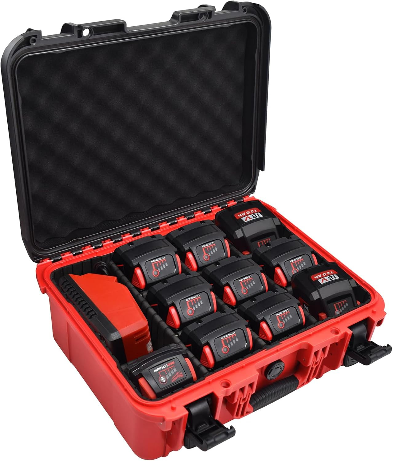 Case for Milwaukee Battery - Extra Large Hard Storage Box with Adjustable Divide