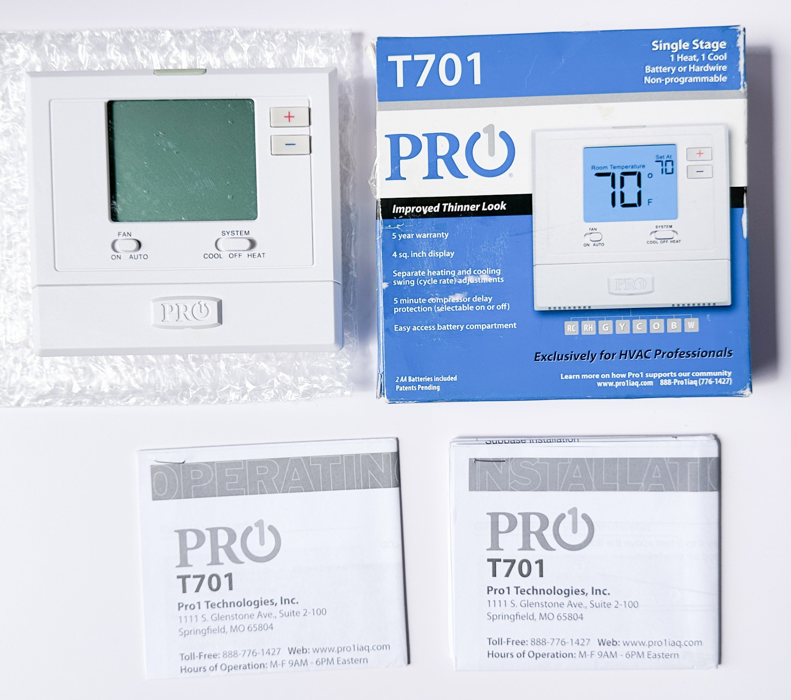 PRO1 T701 Thermostat-Universal Subbase White Non-Programmable Low Voltage