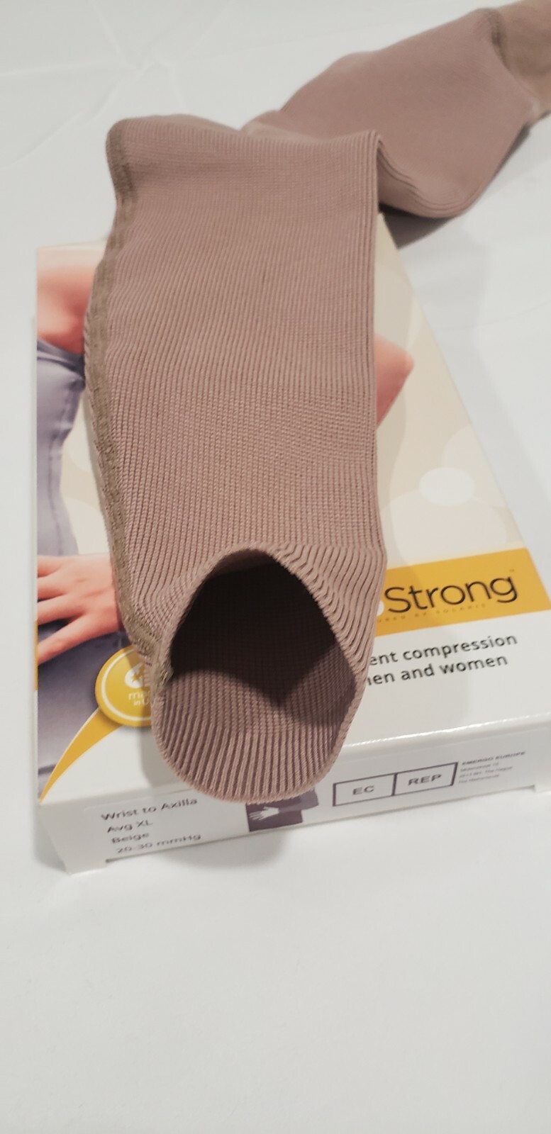Solaris ExoStrong Gradient Compression Flat Knit Arm Sleeve Beige 20-30 mmHg